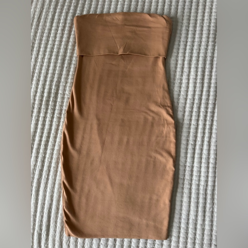 Kookai Strapless Midi Dress in Camel